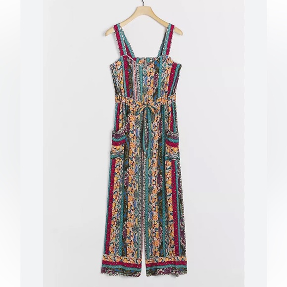 Anthropologie Calais Rainbow Patchwork Jumpsuit Size M - Picture 2 of 11